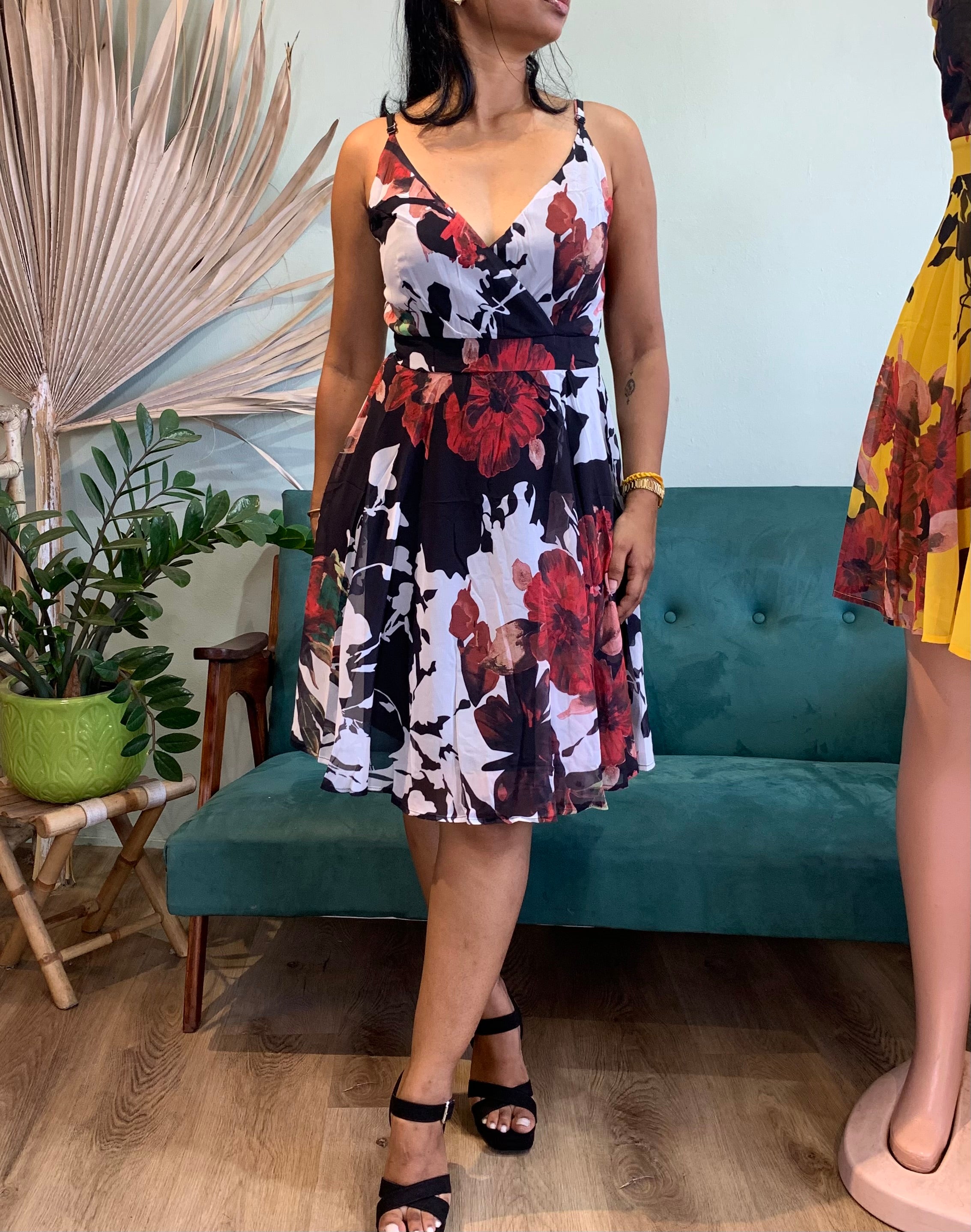 Floral V neck dress
