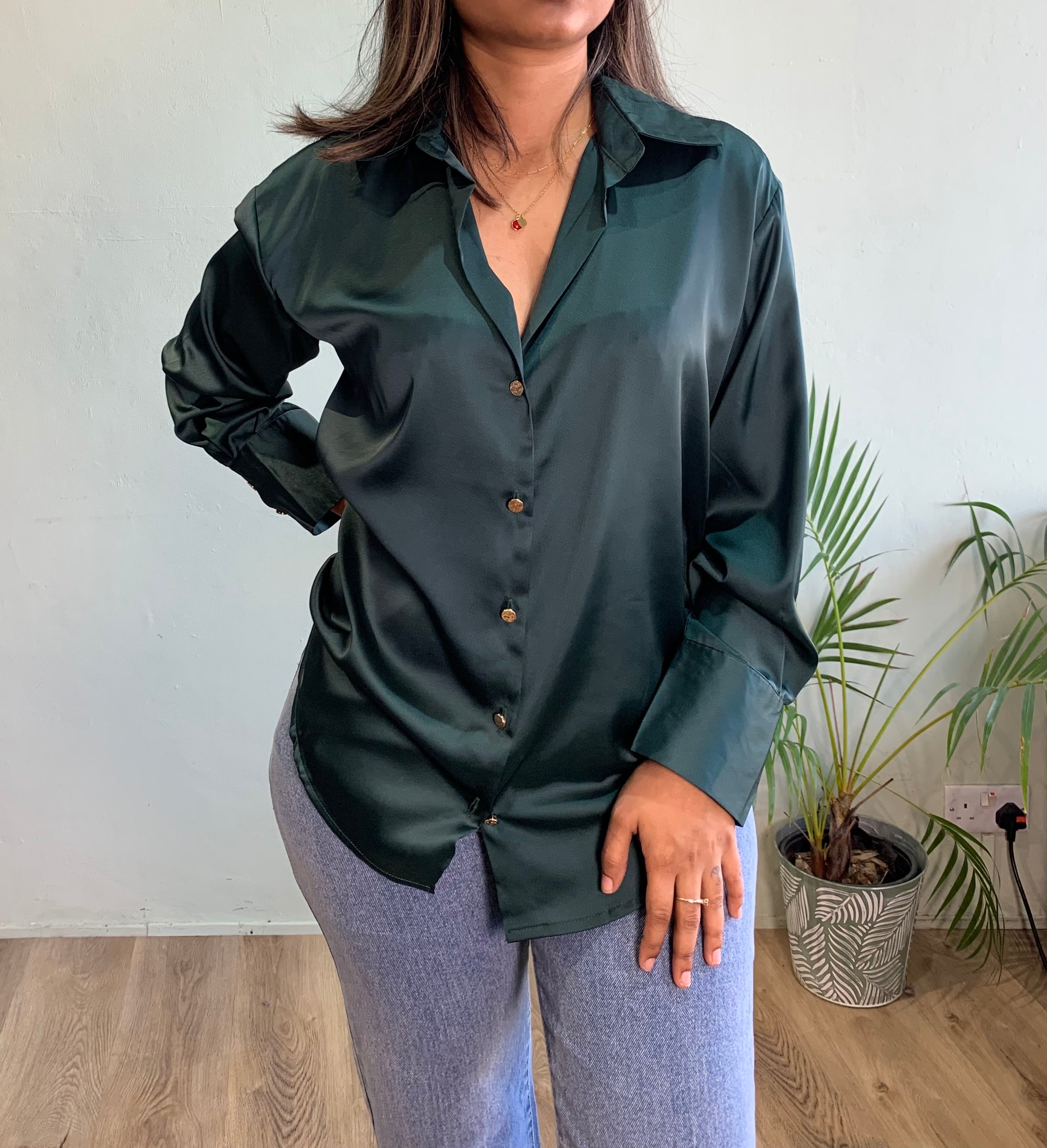 Satin blouse long sleeves