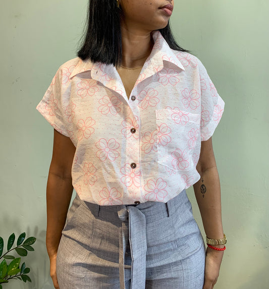 Blouse - floral polka