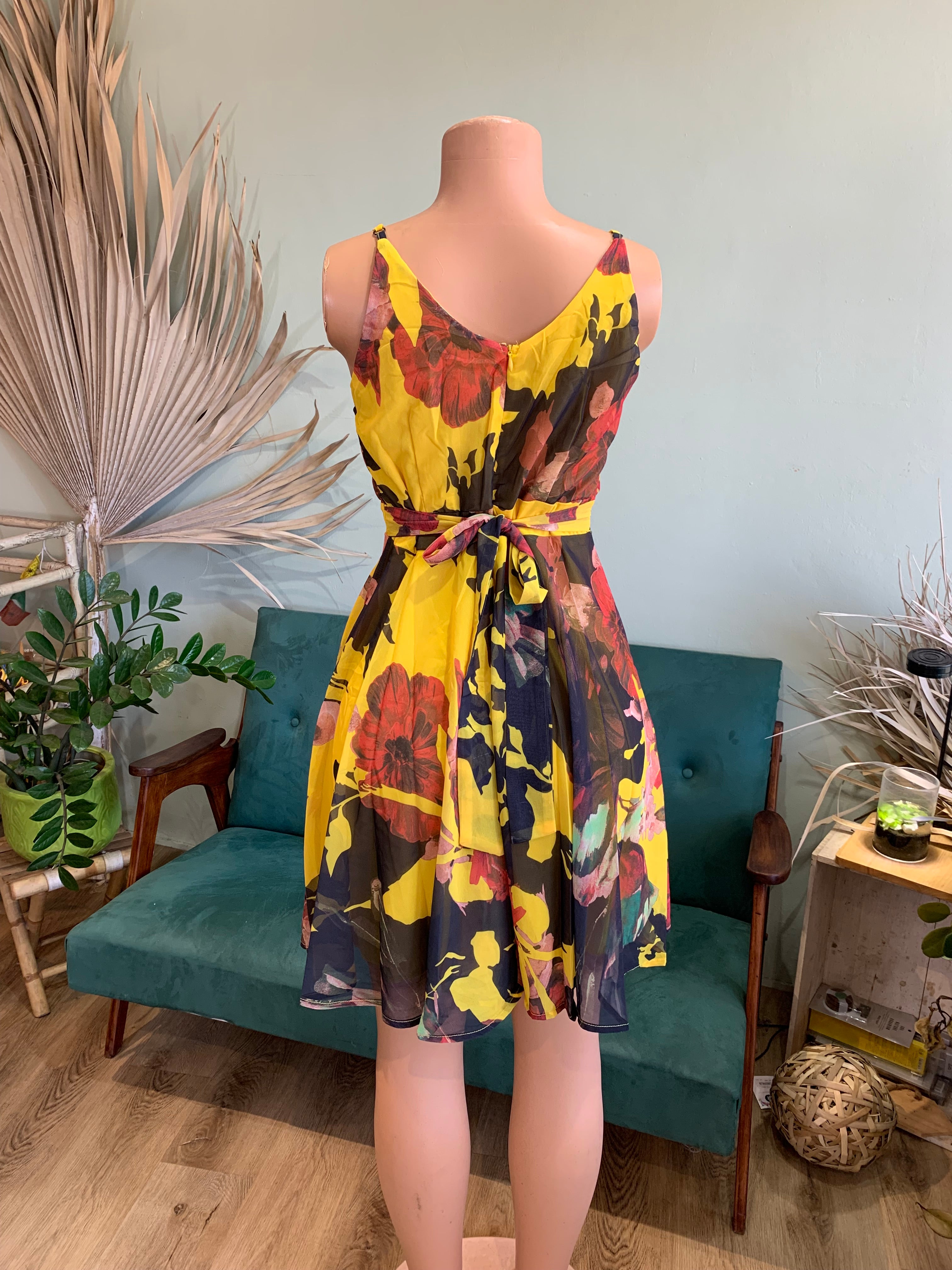 Floral V neck dress