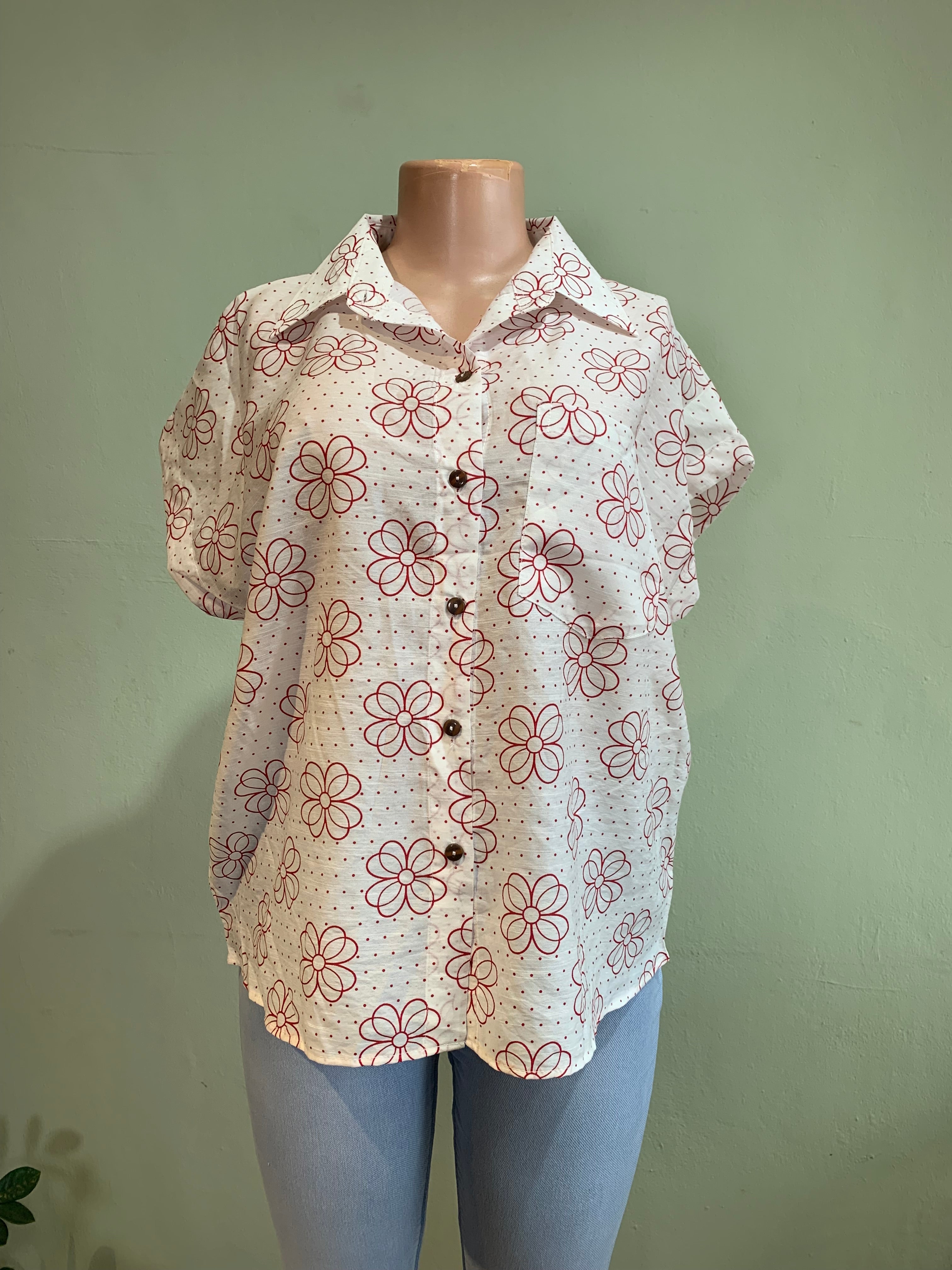 Blouse - floral polka