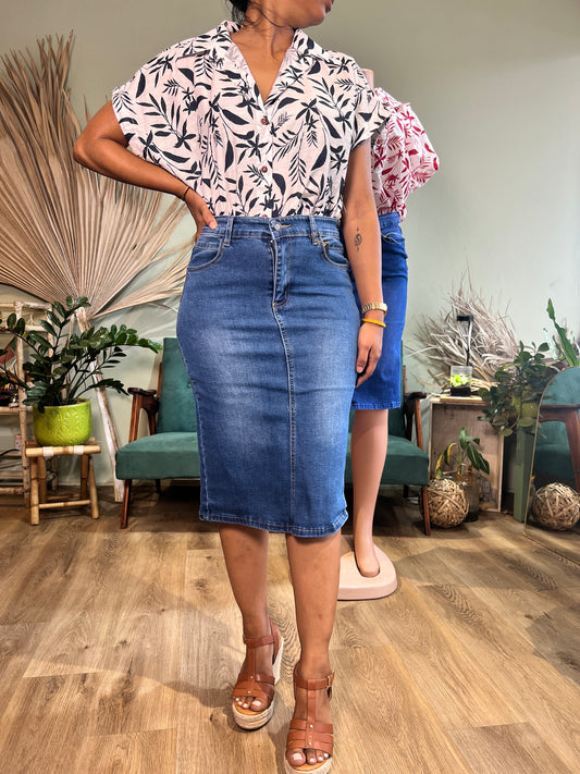 Denim Skirt - Side Slit