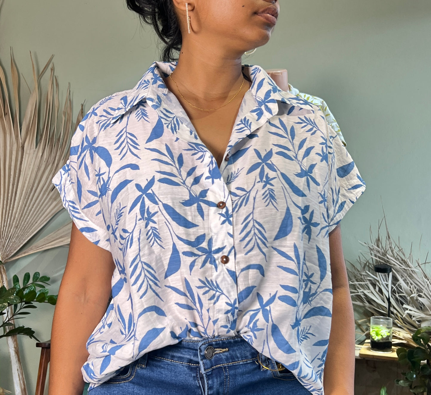 Tropical short sleeves blouse