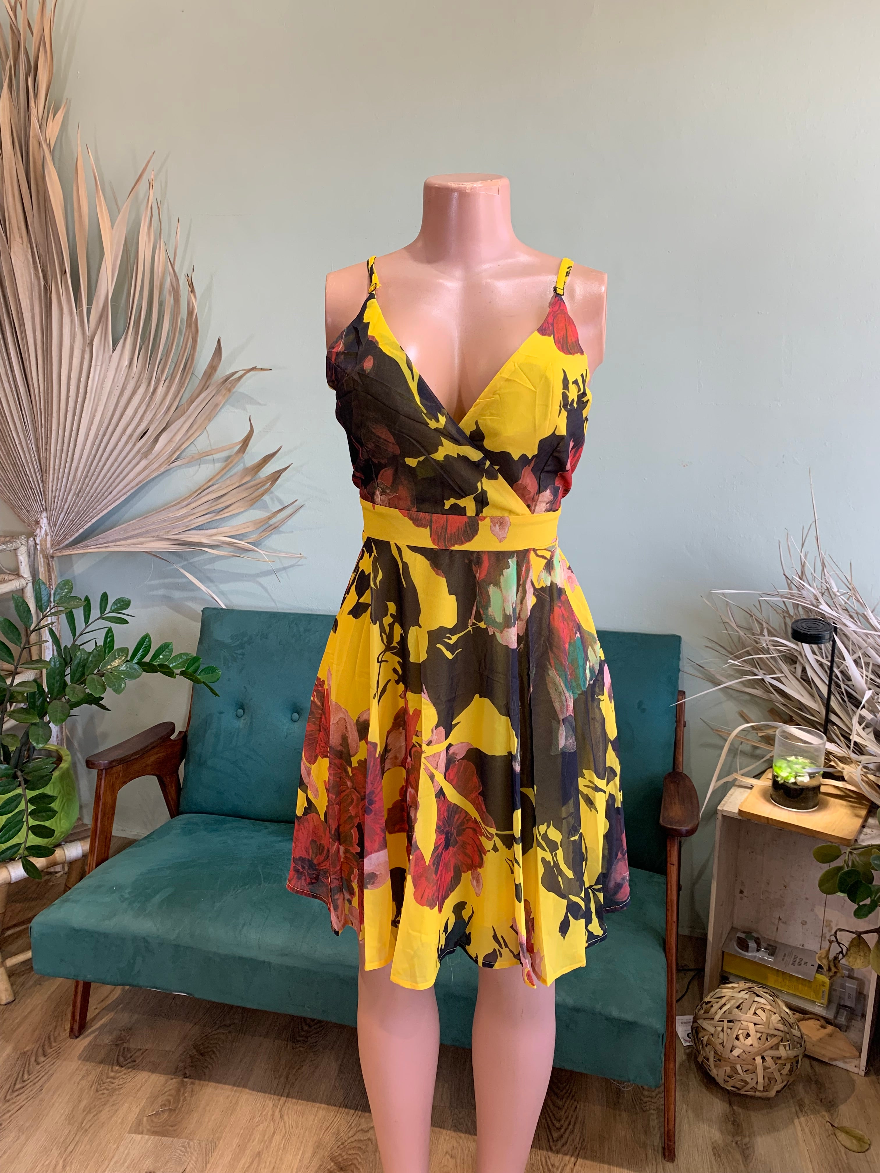 Floral V neck dress