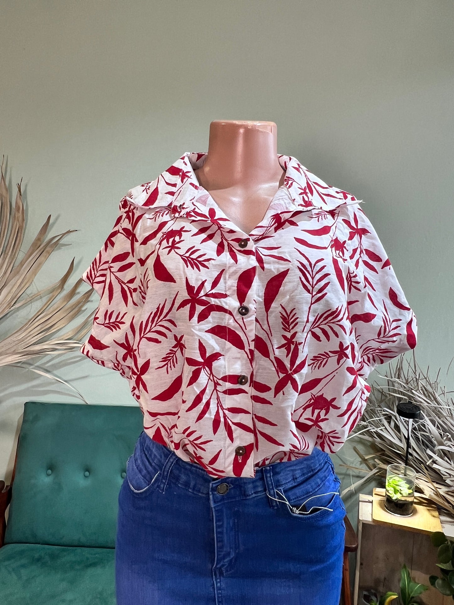 Tropical short sleeves blouse