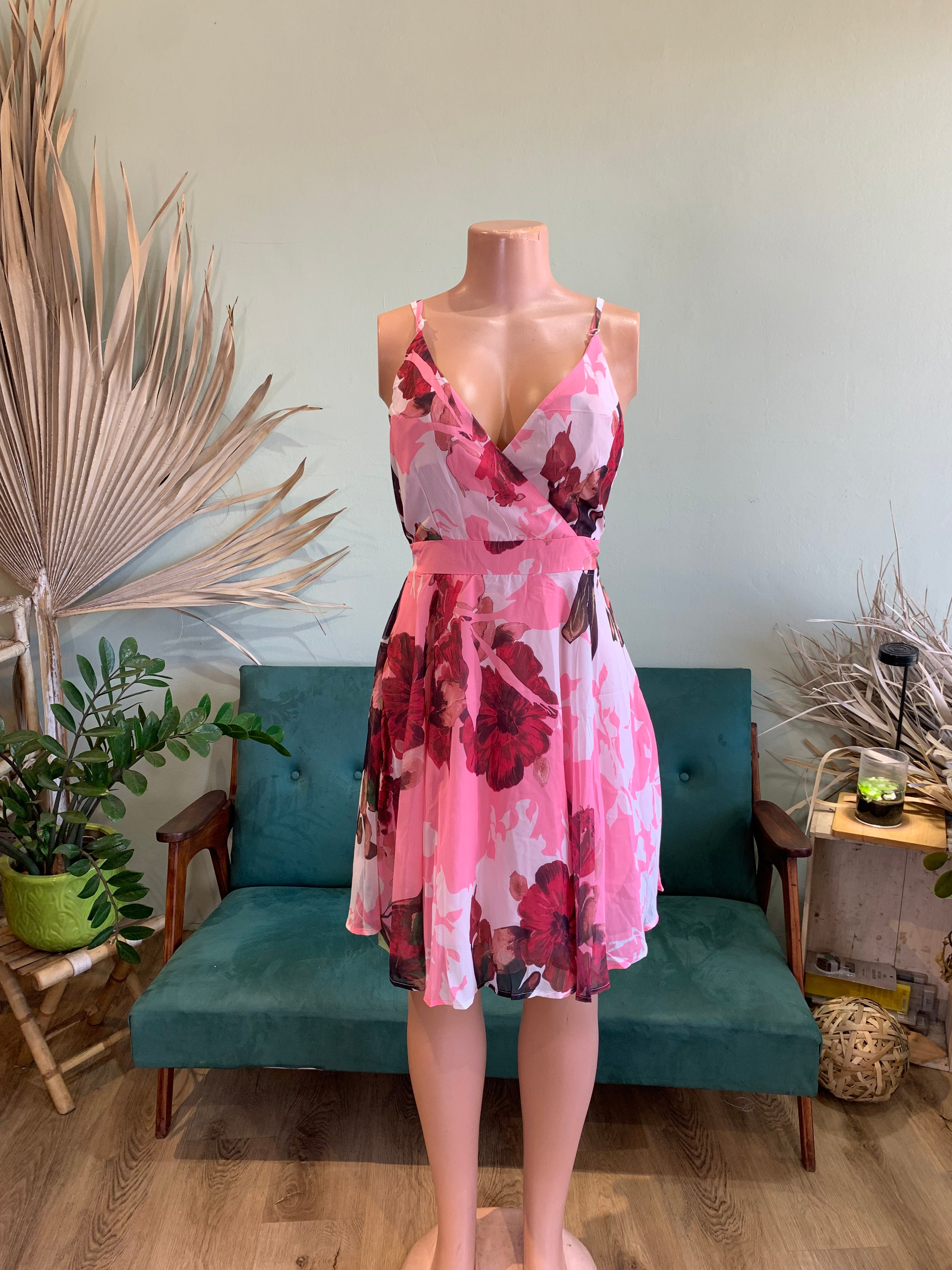 Floral V neck dress