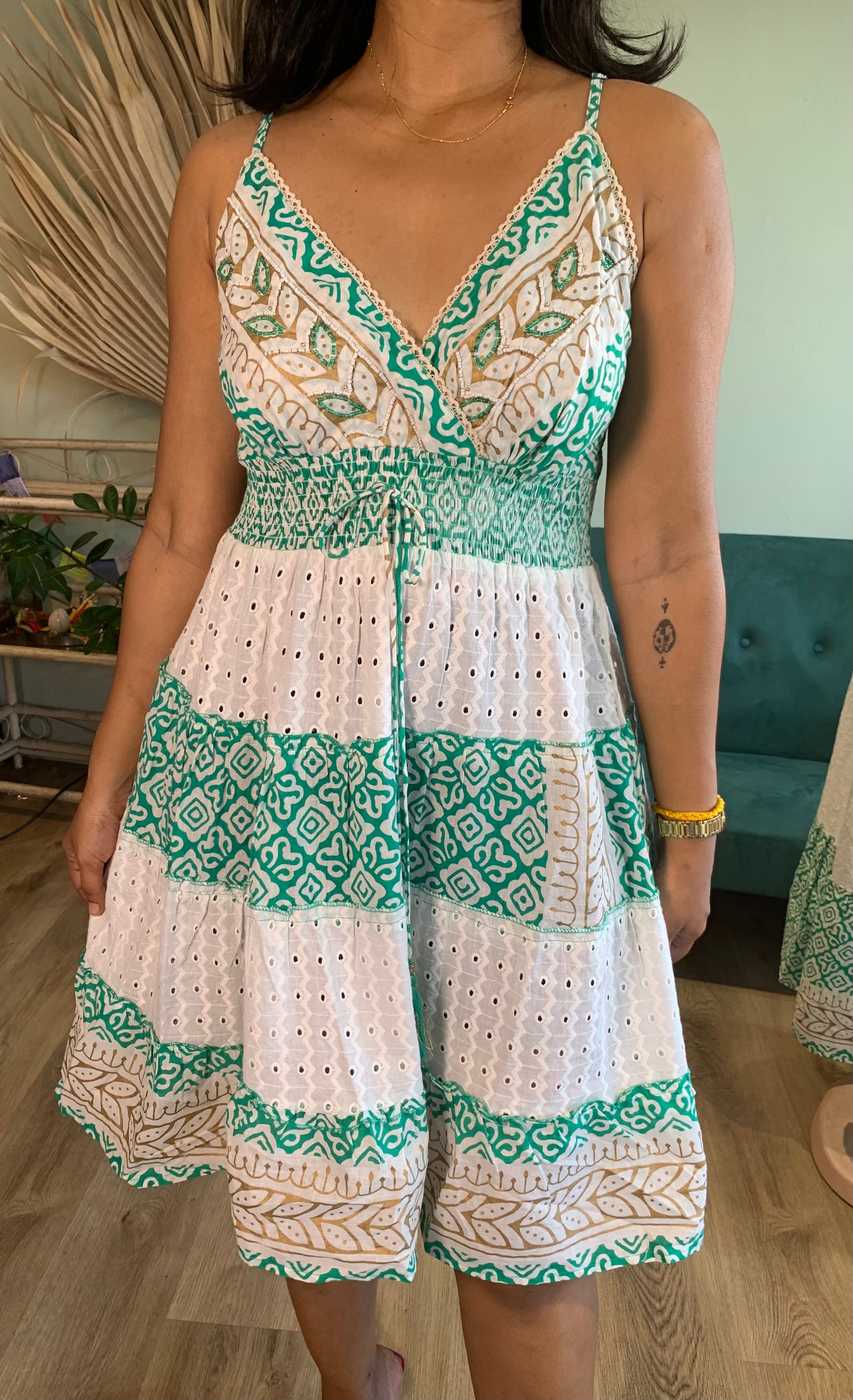 Duo Coloured Mini cotton dress