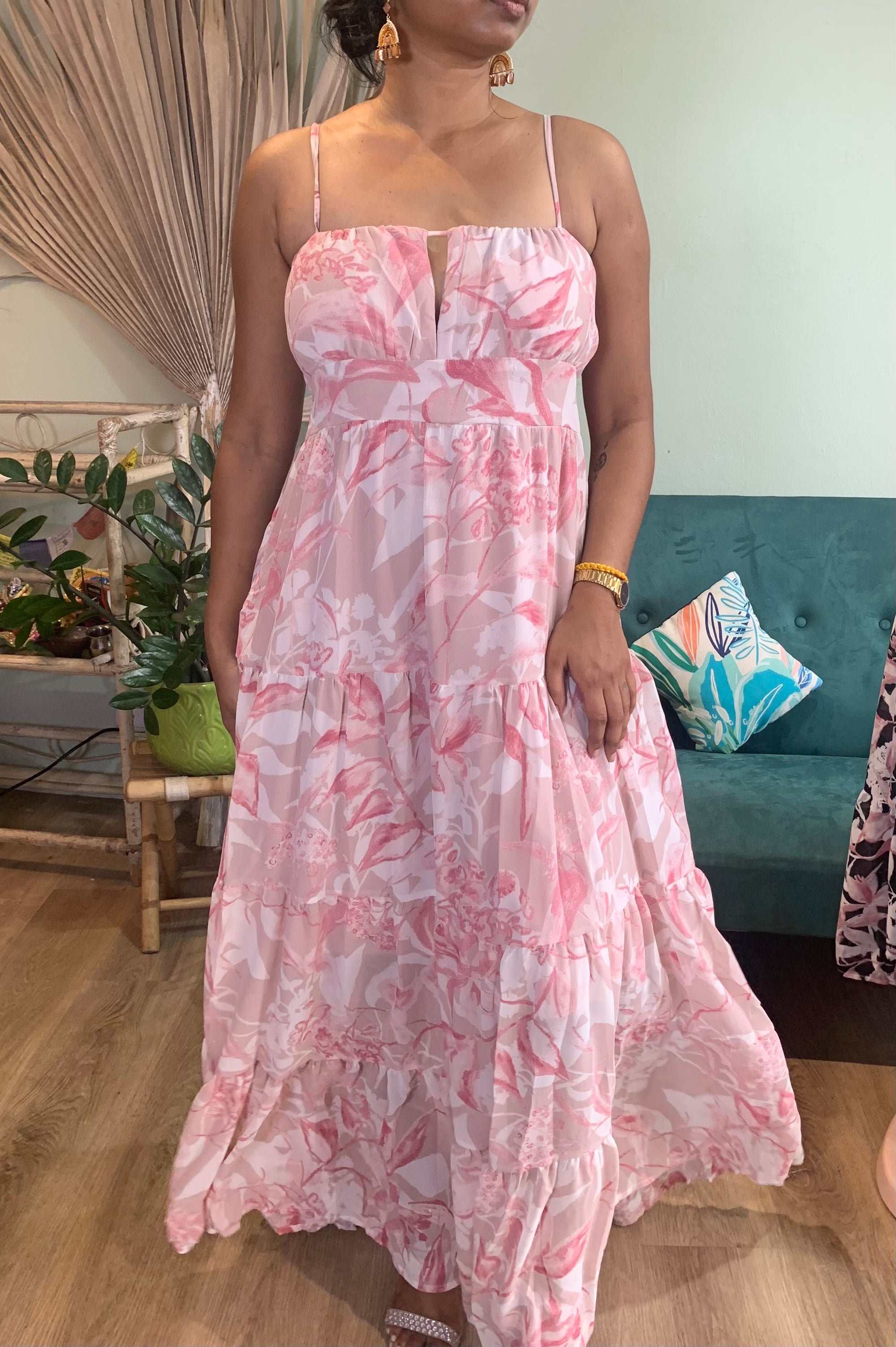 Chiffon Dress with V cut